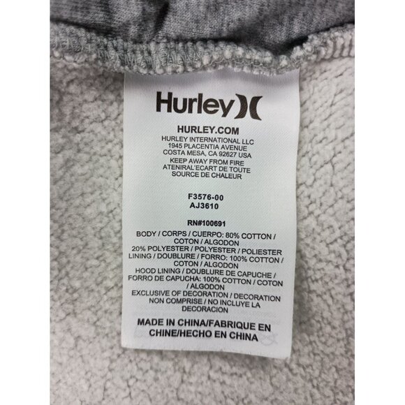 Hurley full zip  Gray Hoodie jacket Removable Hood Men's Sz.S - Picture 6 of 6